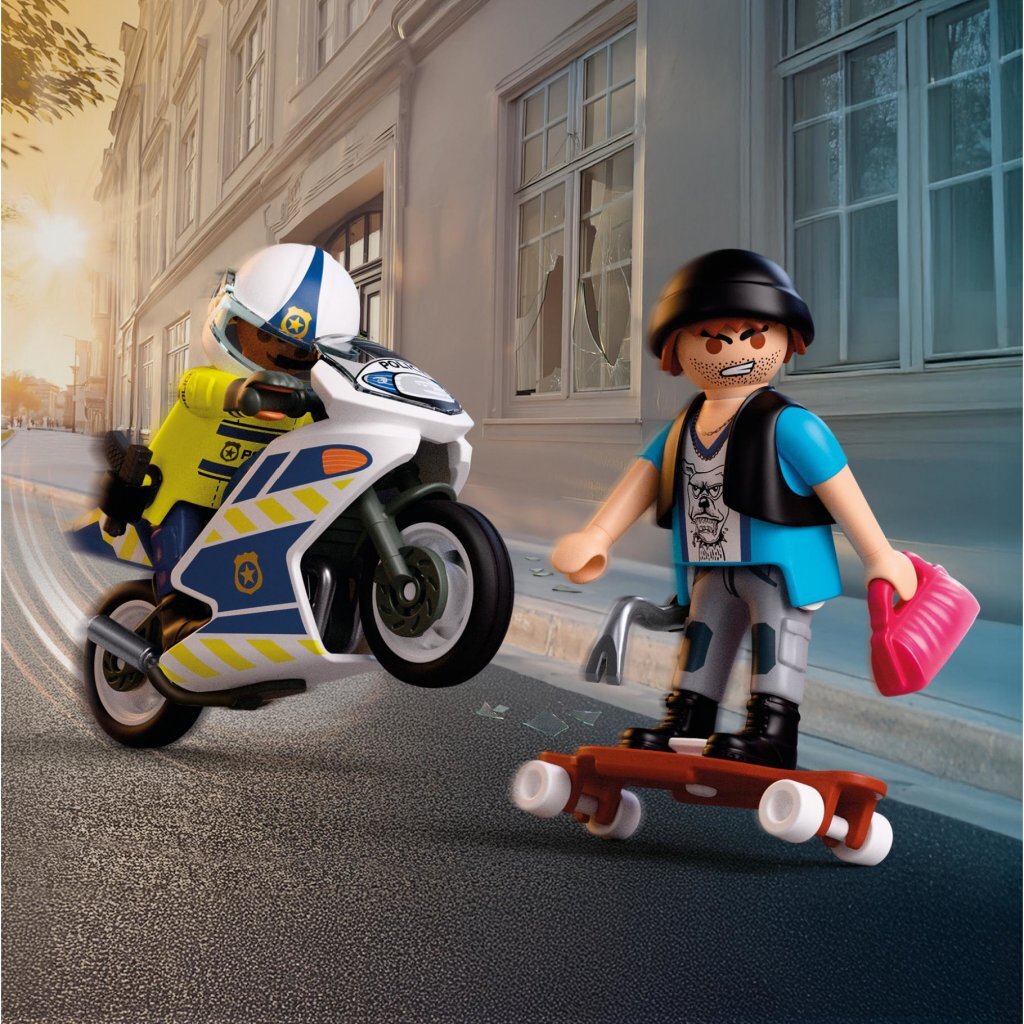 Playmobil 72079 City Action Achtervolging Met Motorfiets