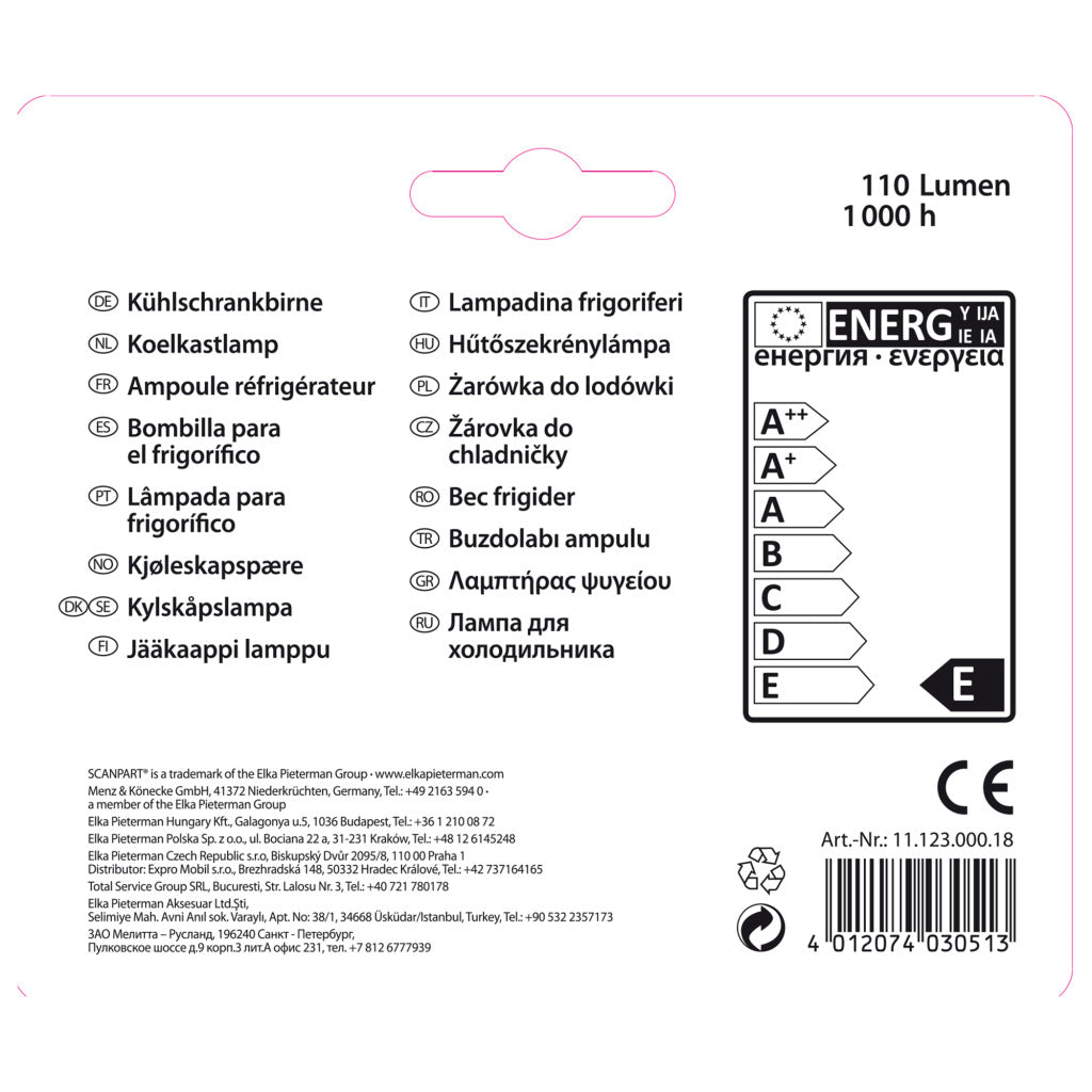 Scanpart Koelkastlamp E14 15W 2-Pack