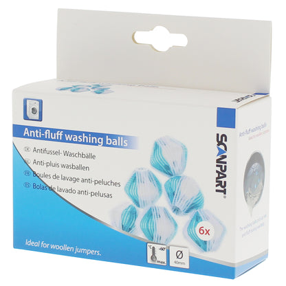 Scanpart Anti-Pluis Wasmachine Ballen 4 Cm 6 Stuks Blauw/Wit