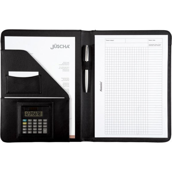 Juscha Ju-96086 Schrijfmap Alassio Mares A4 Kunstleer Zwart Notablok Rekenmachine 33X26X2,5Cm