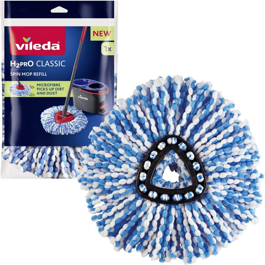 Vileda H2Pro Spin Vervanging Mop Blauw/Wit