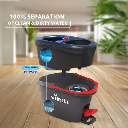 Vileda H2Pro Spin Mop Systeem Zwart/Rood/Blauw