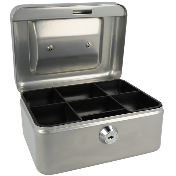 Westcott Ac-E51000-Zi Geldkist 152X120X79Mm Zilver, Kunststof Inzet Met 6 Vakken