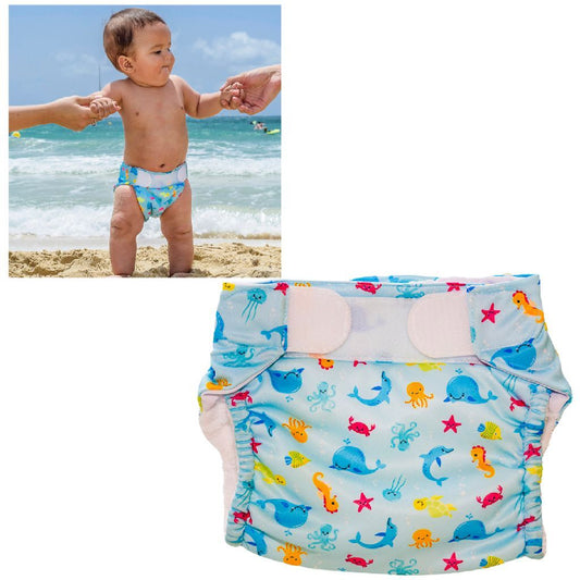 Freds Swim Academy Wasbare Zwemluier Zeedieren Maat 2 9-16 Kg Blauw