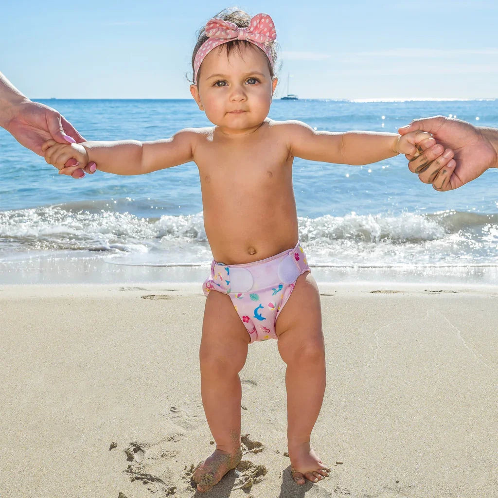 Freds Swim Academy Wasbare Zwemluier Zeemeermin Maat 1 4-9 Kg Roze