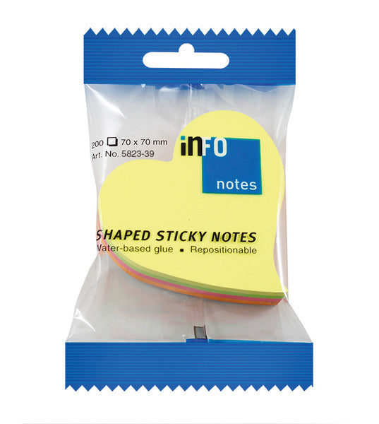 Info Notes In-5823-39 Info Shaped Sticky Notes 68X68 'Hart' Assorti 200 Vel