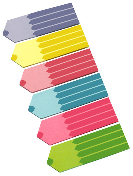 Info Notes In-5672-93 Info Page Marker 18X55Mm, 6 X 25 Stuks, 6 Kleuren, Op Kaart.