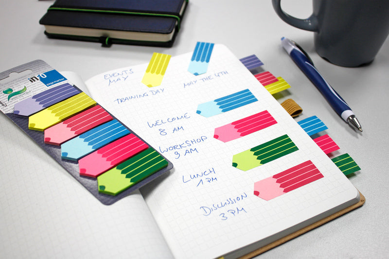 Info Notes In-5672-93 Info Page Marker 18X55Mm, 6 X 25 Stuks, 6 Kleuren, Op Kaart.
