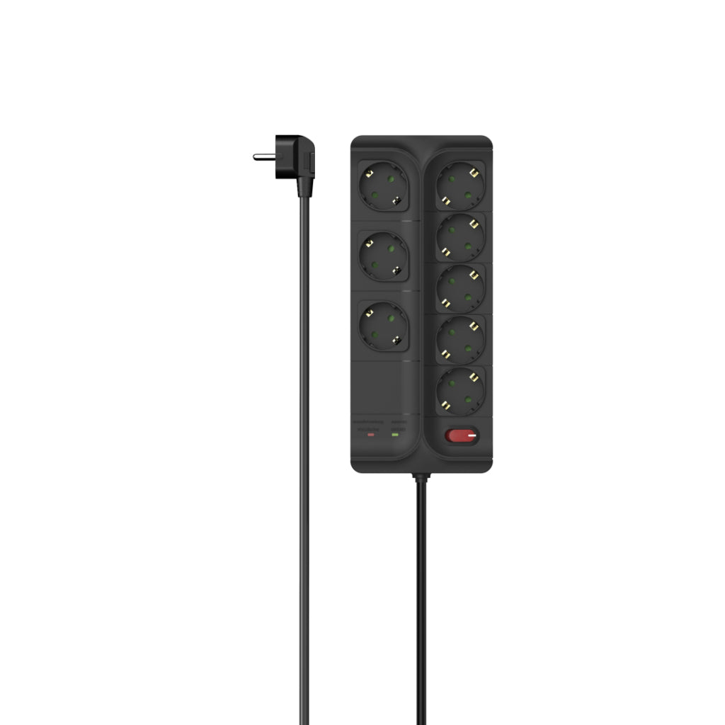 Hama Stekkerdoos 8-Voudig + Overspanningsbeveiliging Schakelaar 150 Cm Zwart