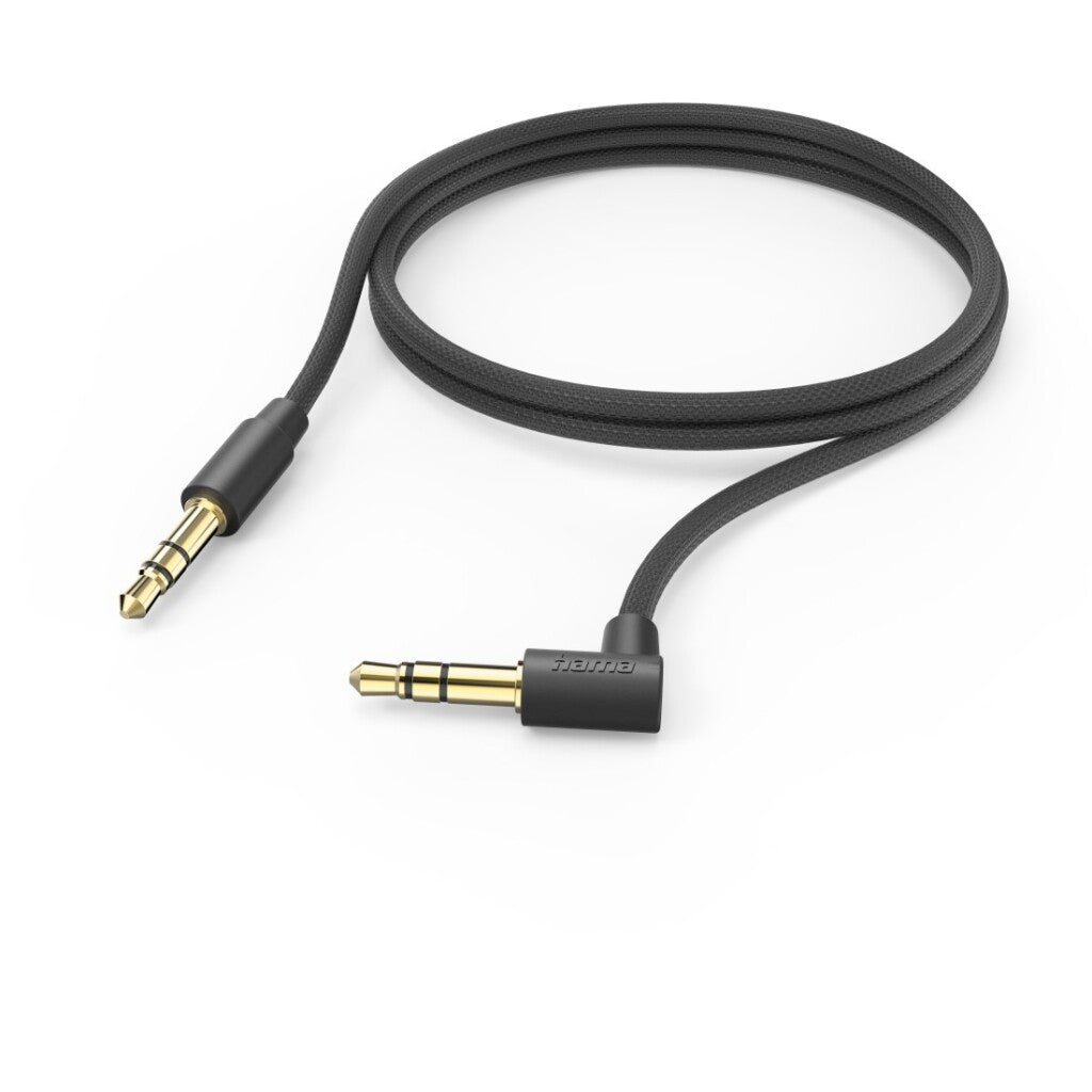 Hama Aux-Kabel 3,5-Mm Jack &Ndash; 3,5-Mm Jack 90&Deg; Haakse Stekker 1,0 M Zwart
