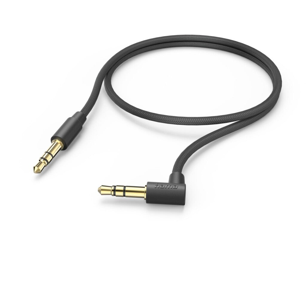 Hama Aux-Kabel 3,5-Mm Jack &Ndash; 3,5-Mm Jack 90&Deg; Haakse Stekker 0,5 M Zwart