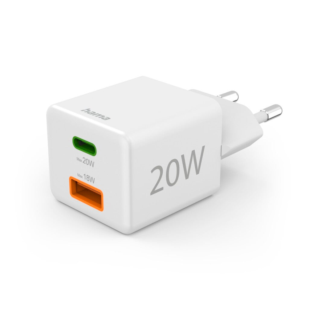 Hama Snellader 1X Usb-C Pd 1X Usb-A Qc Mini-Oplader 20 W Wit