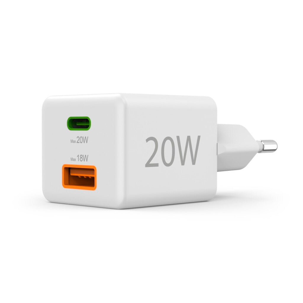 Hama Snellader 1X Usb-C Pd 1X Usb-A Qc Mini-Oplader 20 W Wit