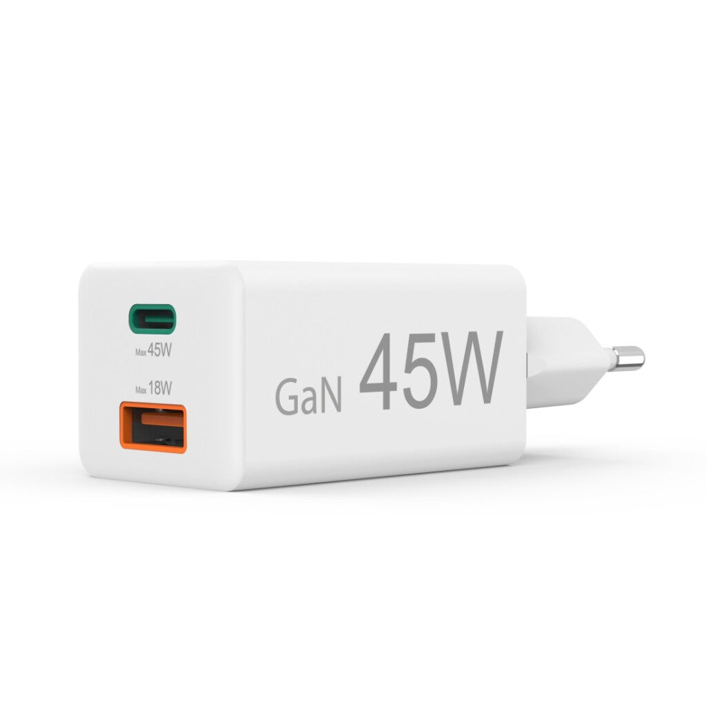 Hama Snellader 1X Usb-C Pd 1X Usb-A Qc Mini-Oplader 45 W Wit