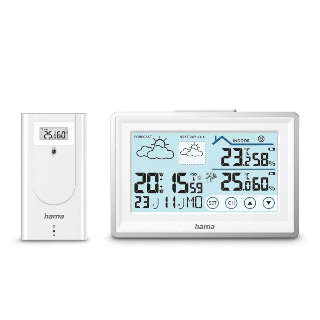 Hama Weerstation Bas Met Buitensensor Radio Wekker Binnenklimaat Wit