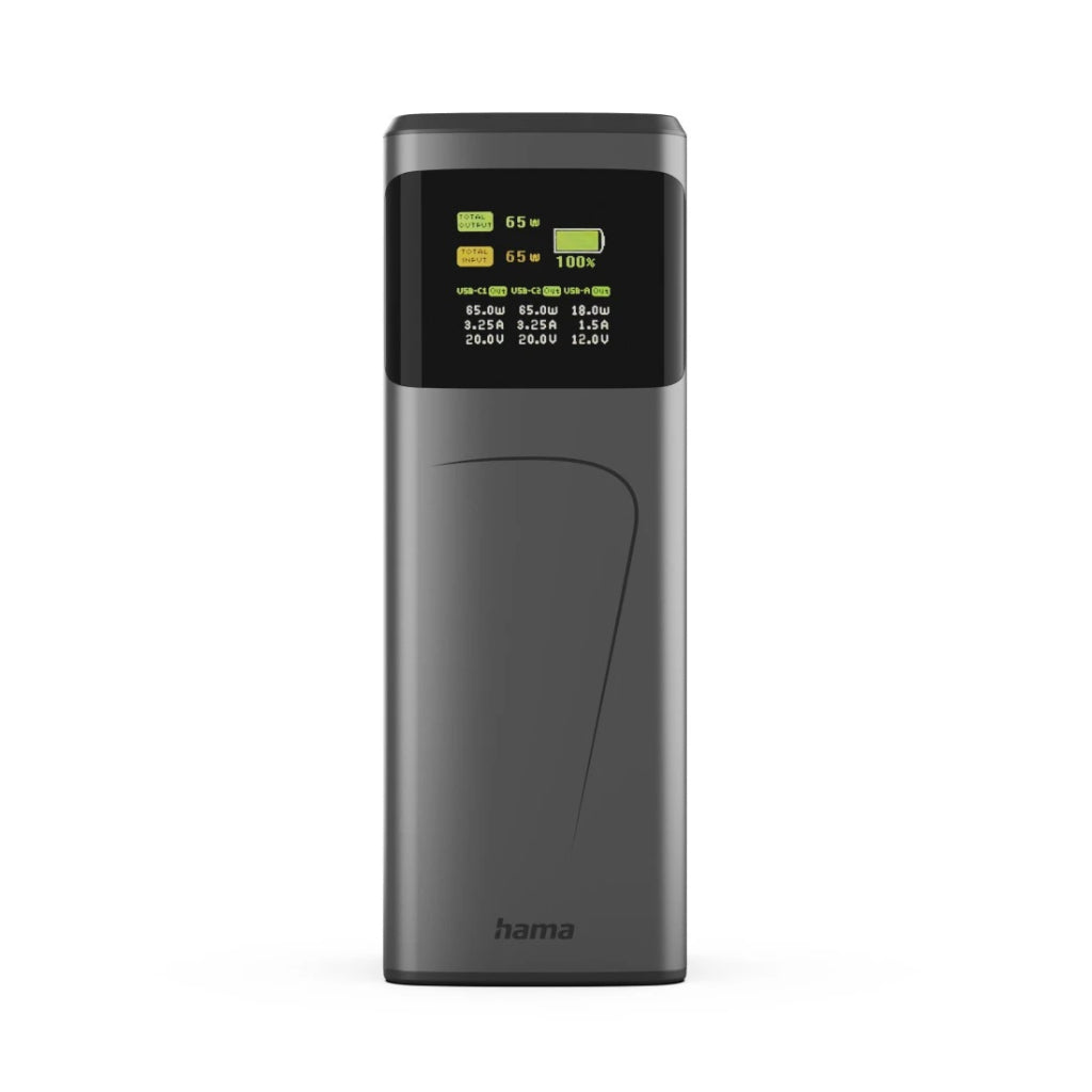 Hama Power Pack High Power 65W 20000 Mah 2X Usb-C Usb-A Grijs