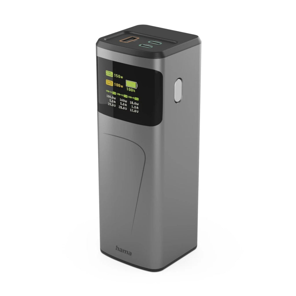 Hama Power Pack High Power 150W 24000 Mah 2X Usb-C Usb-A Grijs