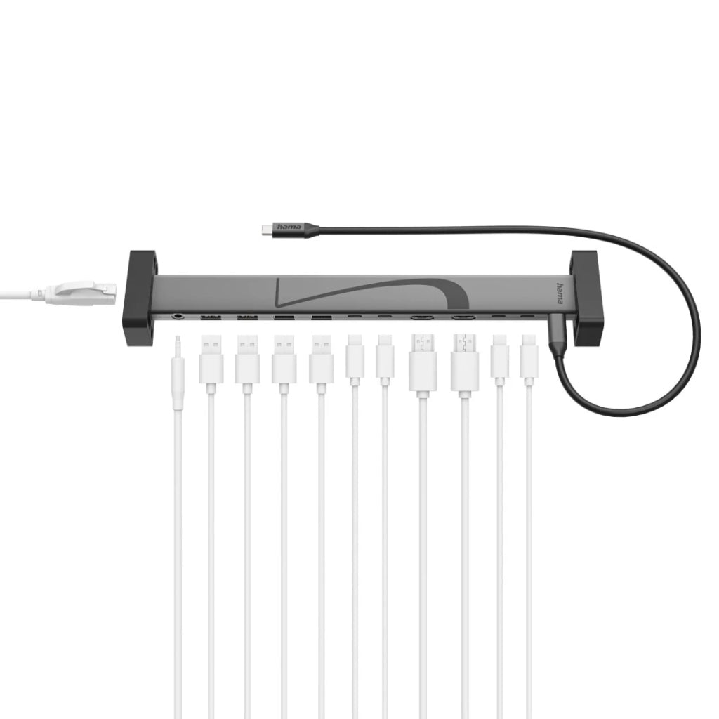 Hama Connect2Office Usb Hub Usb-C 12 Poorten Zwart/Grijs