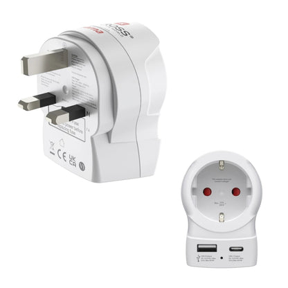 Hama Reisadapter Eu-Uk 1X Usb-A 1X Usb-C (Pd) 20W Wit