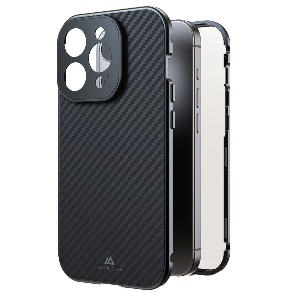 Black Rock 360 Glas Cover Voor Apple Iphone 15 Pro Real Carbon