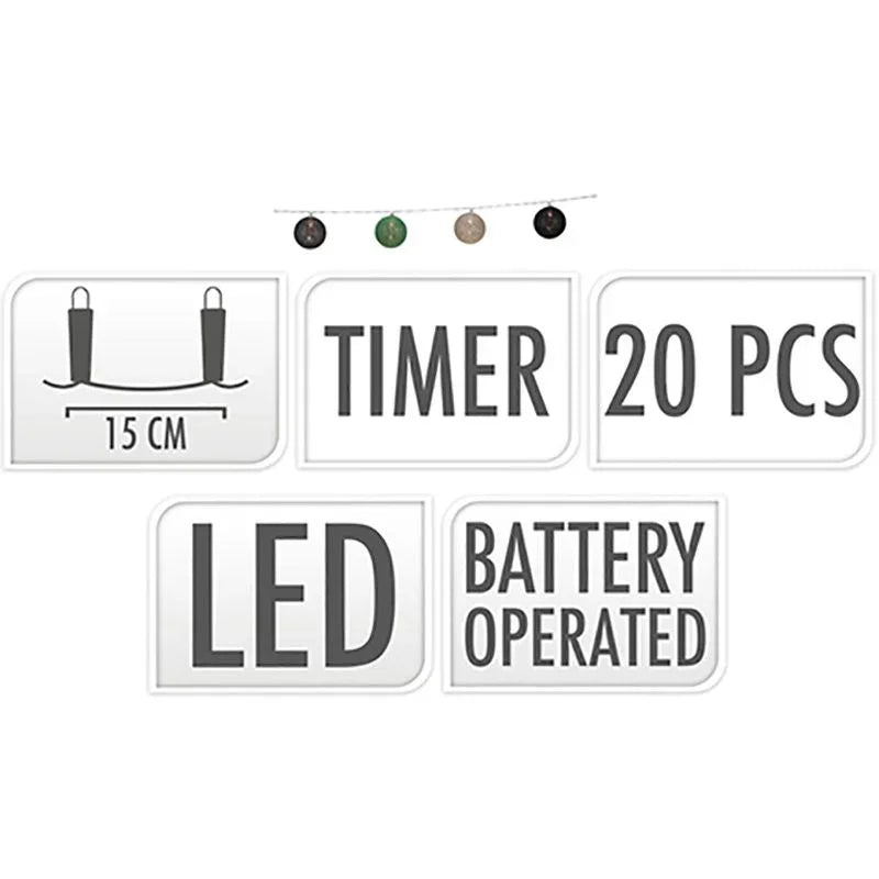 Progarden Decoratieslinger Verlicht - 20 Led Lampionnen Van Katoen - Met Timer - Groen