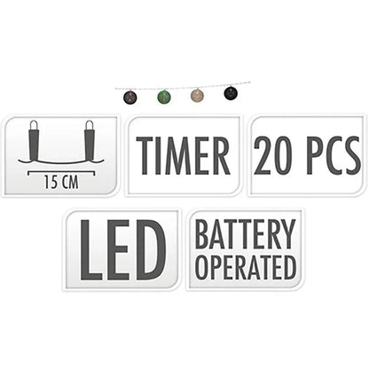 Progarden Decoratieslinger Verlicht - 20 Led Lampionnen Van Katoen - Met Timer - Groen
