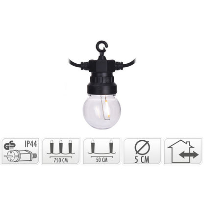 Lichtsnoer Met 10 Led Filament Lampen - Voor Buiten