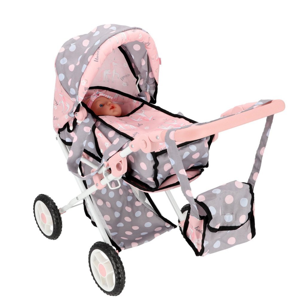 Overige Merken 2In1 Poppenwagen 66.5X37X69 Cm Grijs/Roze