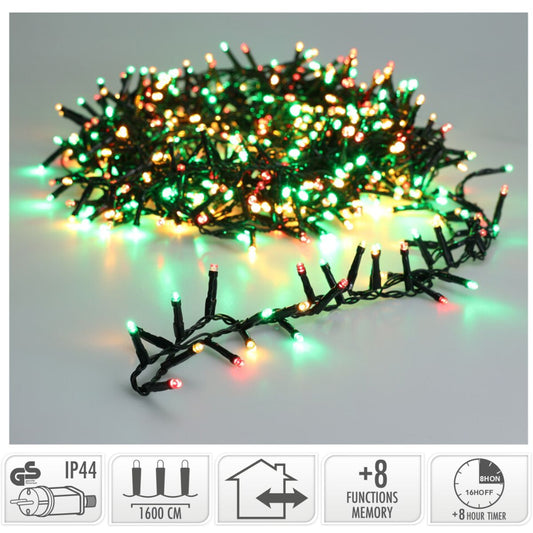 Microcluster - 800 Led - 16M - Three Tone Traditional - Timer - Lichtfuncties - Geheugen - Buiten
