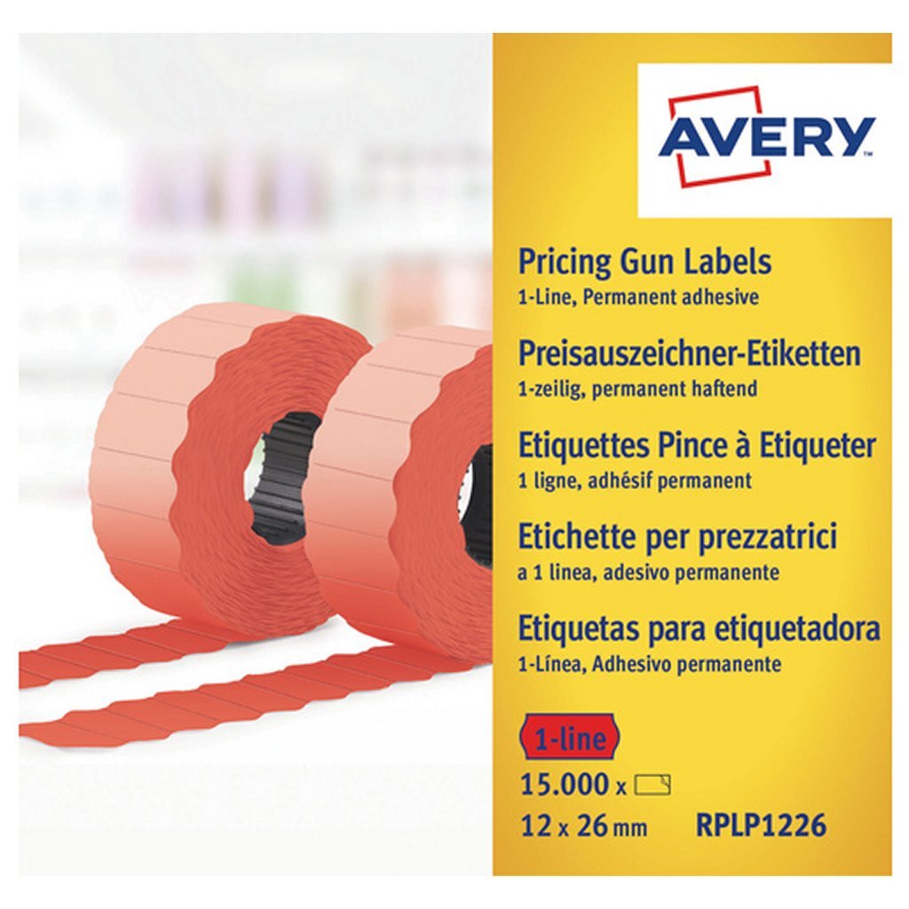 Avery Av-Rplp1226 Prijstangetiketten Permanent 10 Rollen Rood