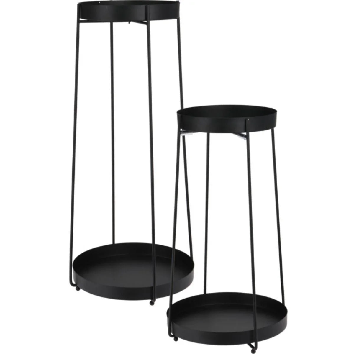 Trends4You Plantenstandaard - 46 + 58 Cm Hoogte - Zwart - Set Van 2
