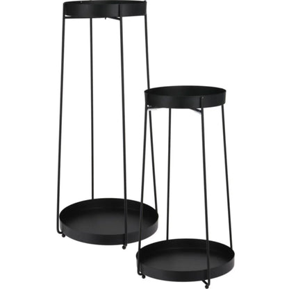Trends4You Plantenstandaard - 46 + 58 Cm Hoogte - Zwart - Set Van 2