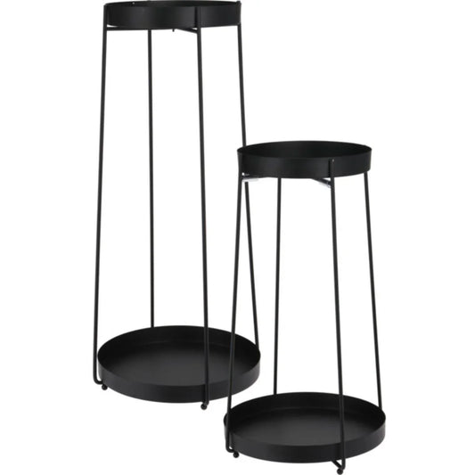Trends4You Plantenstandaard - 46 + 58 Cm Hoogte - Zwart - Set Van 2