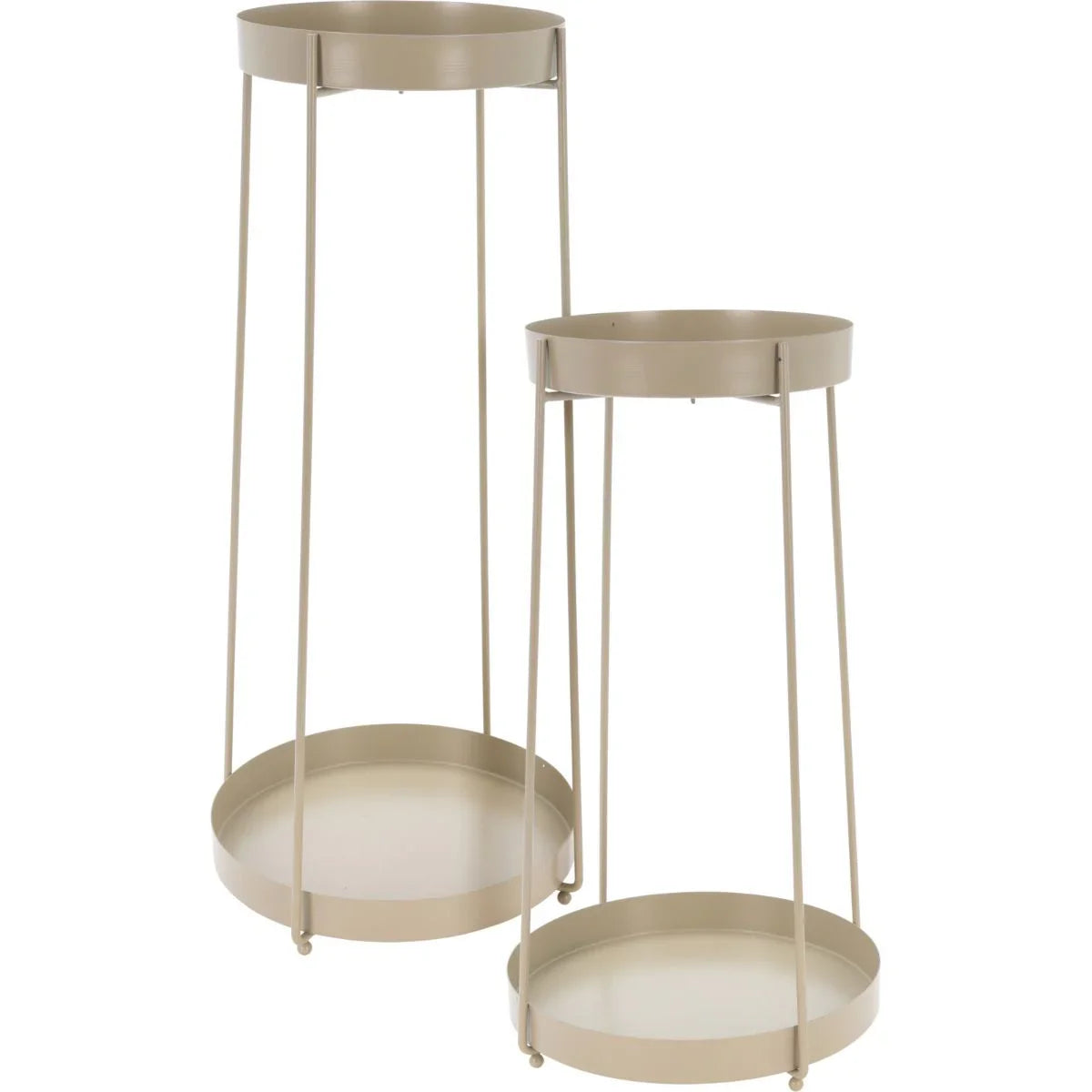 Trends4You Plantenstandaard - 46 + 58 Cm Hoogte - Taupe - Set Van 2