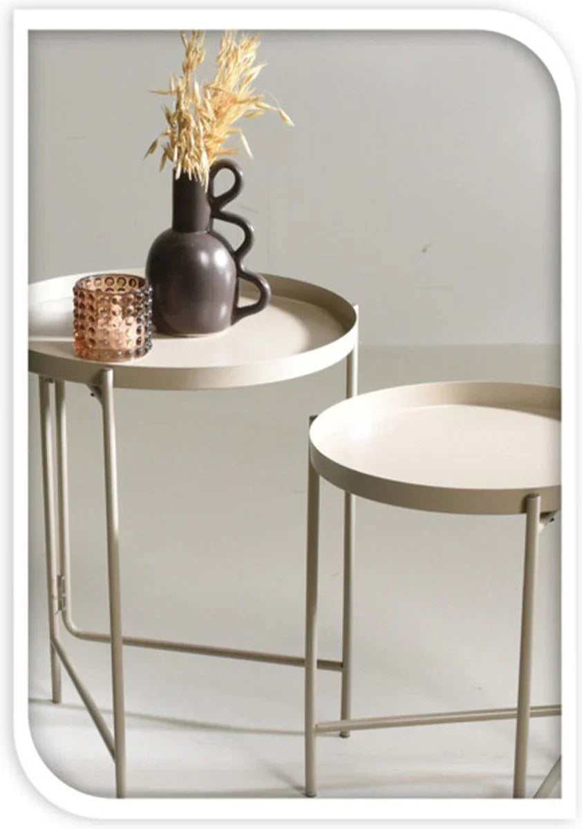 Trends4You Bijzettafels Taupe - Set Van 2 - D31Xh38 Cm En D36Xh45 Cm