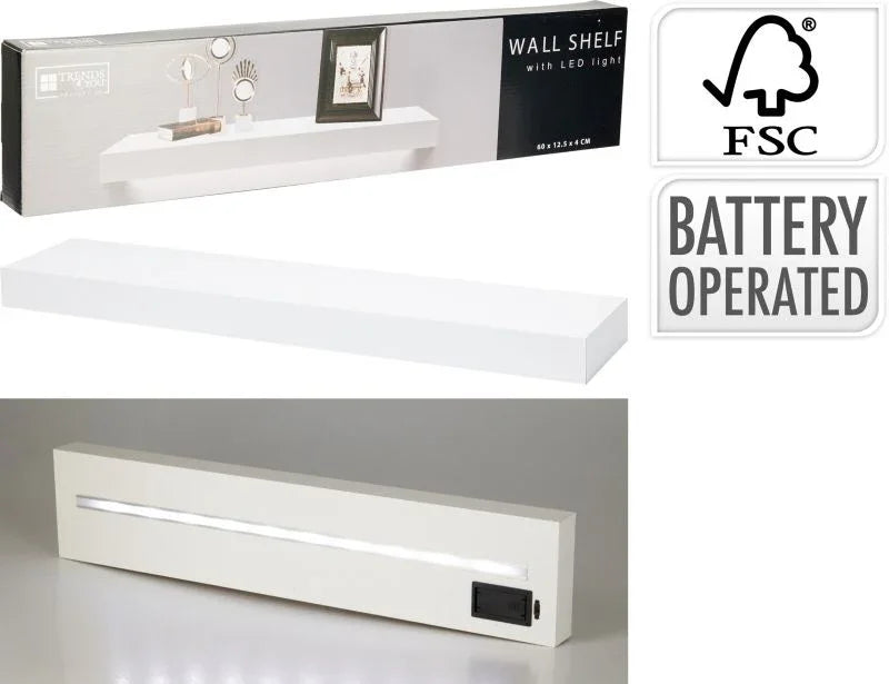 Trends4You Wandplank Met Led Verlichting - Wit
