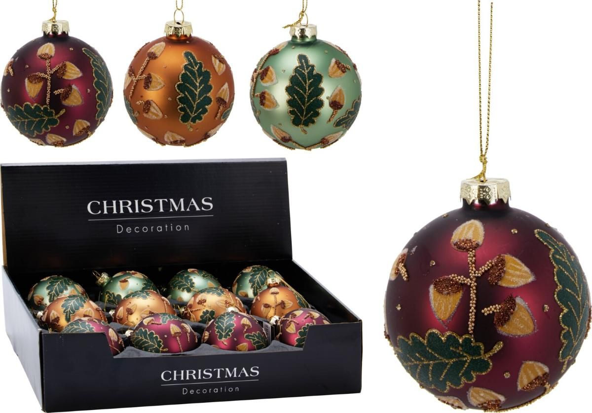 12X Glazen Kerstbal - Mat - 8Cm