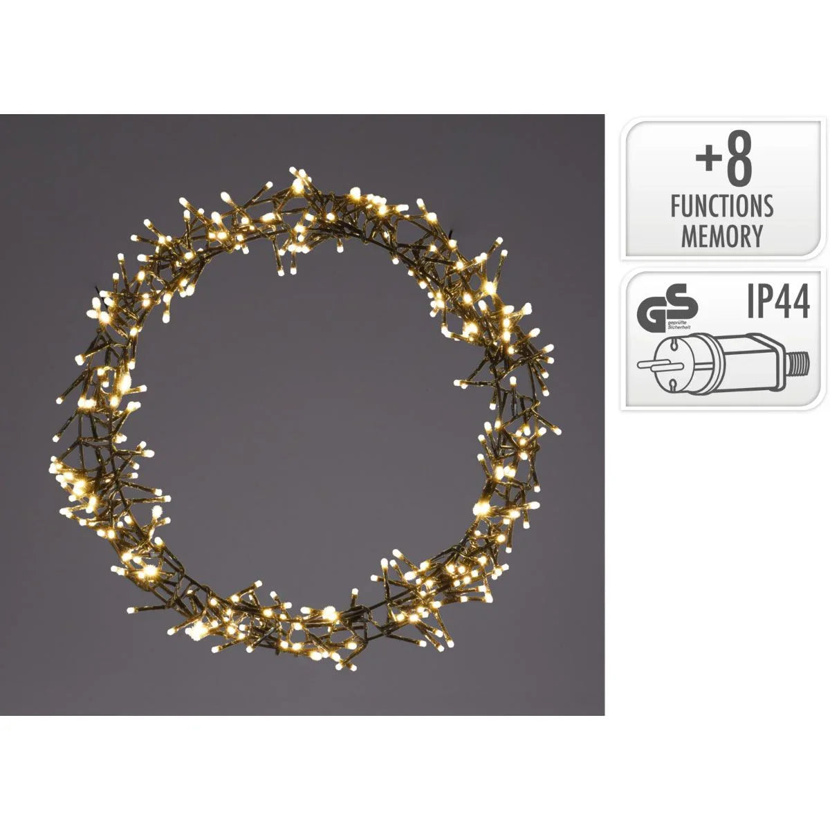 Ceruzo Kerstring Met Verlichting - 400 Led - Ø48 Cm - Warm Wit - 8 Lichtfuncties - Voor Binnen En Buiten