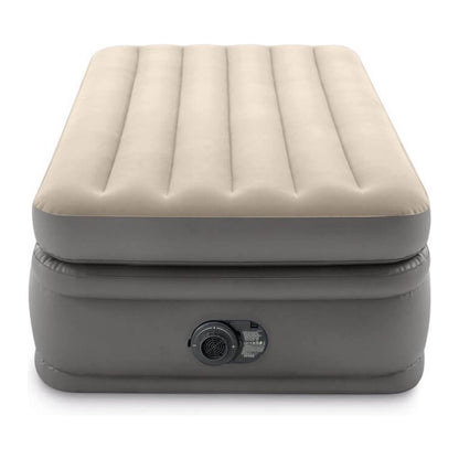 Intex 64162Nd Prime Comfort 1-Persoons Luchtbed 99X191X51 Cm + Ingebouwde Pomp Grijs/Beige