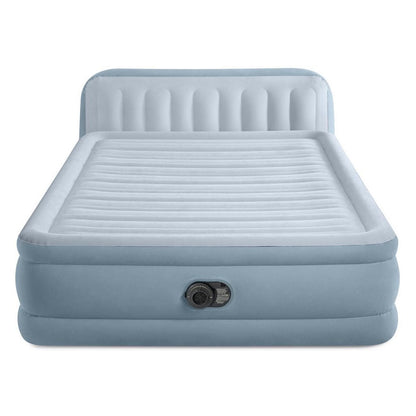 Intex 64450Nd Queen Plush 2-Persoons Luchtbed + Ingebouwde Pomp 236X152X86 Cm Grijs/Lichtblauw