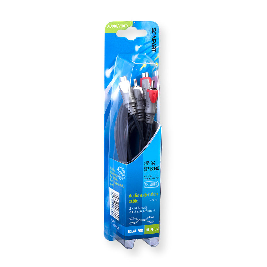 Scanpart Verlengkabel 2Tulp(M)-(F) 2.5M