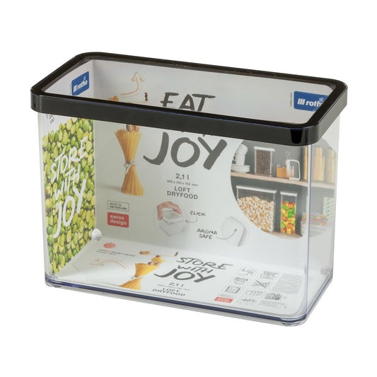 Rotho Loft Bewaardoos 20X10X14.2 Cm 2.1L Zwart/Transparant