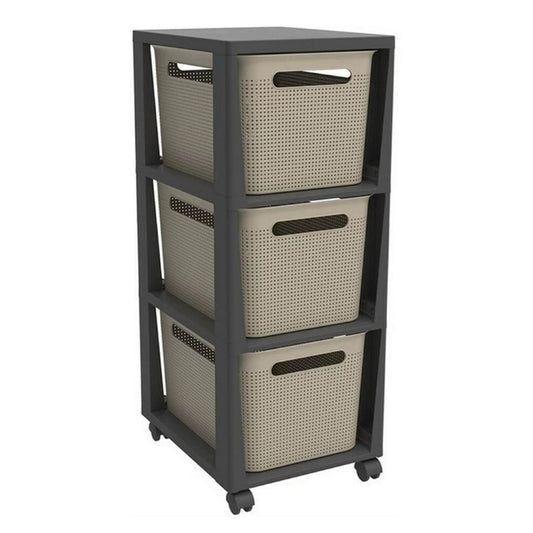 Rotho Pina Ladekastje Met 3 Laden 77X36.6X29.6 Cm Cappuccino/Antraciet