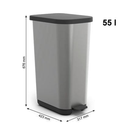 Rotho Ribo Pedaalemmer 55L Zilver Metallic