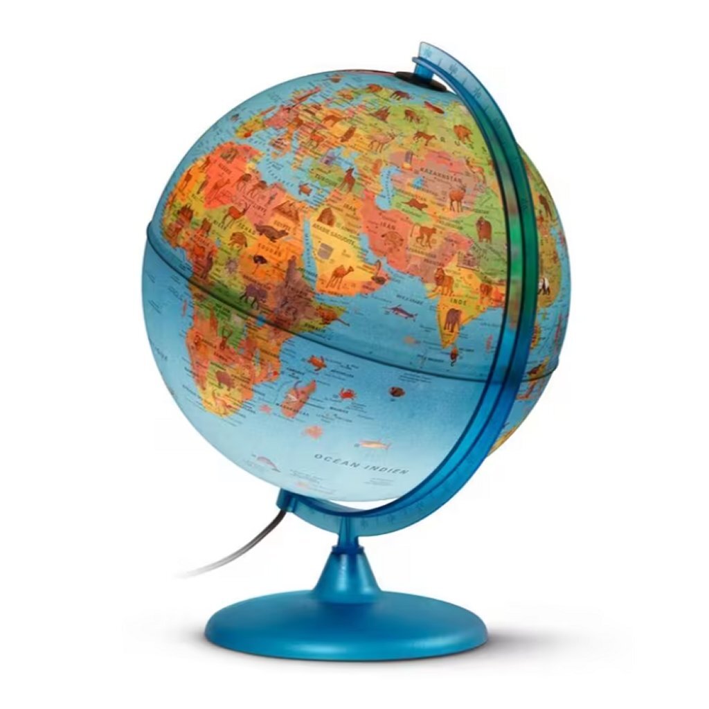 Kangaro Nova Rico Nr-0325Sasa-Fr Safari Kinderwereldbol 25 Cm Franstalig + Led-Verlichting