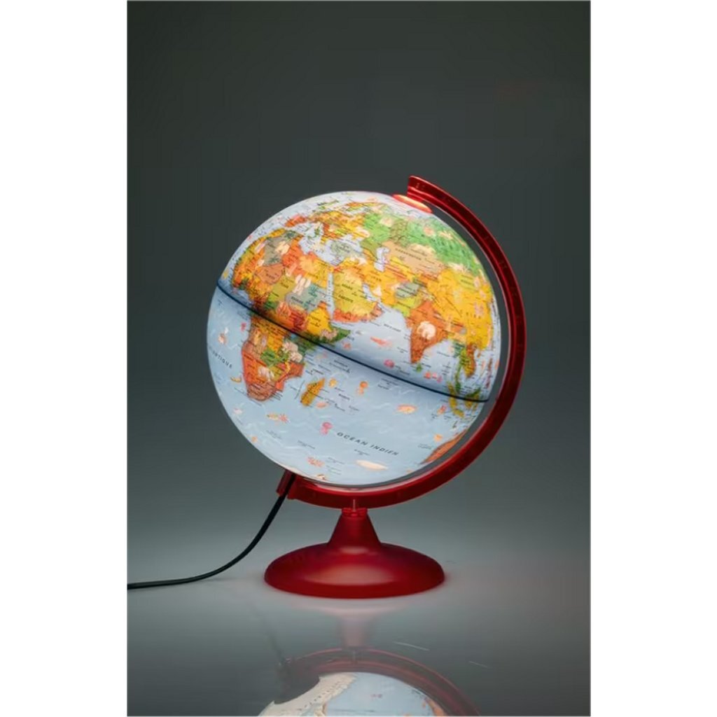Kangaro Nova Rico Nr-0325Zozo-Fr Zoo Kinderwereldbol Franstalig 25 Cm + Led-Verlichting