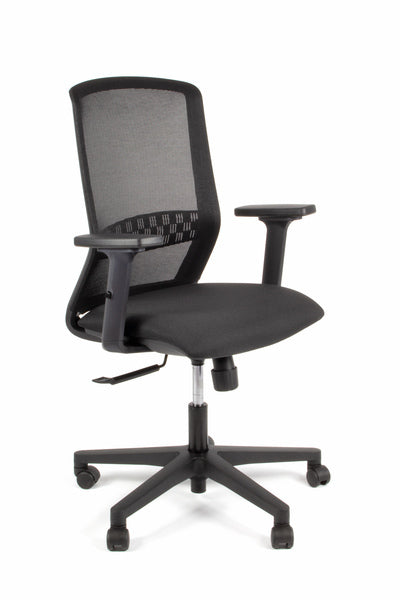 Linea Fabbrica Tekna 01 Zwart/Zwart Bureaustoel Met 2D Armleuning