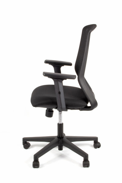 Linea Fabbrica Tekna 01 Zwart/Zwart Bureaustoel Met 2D Armleuning