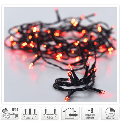 Kerstverlichting 40 Led- 3M - Rood - Timer - Lichtfuncties - Geheugen - Buiten