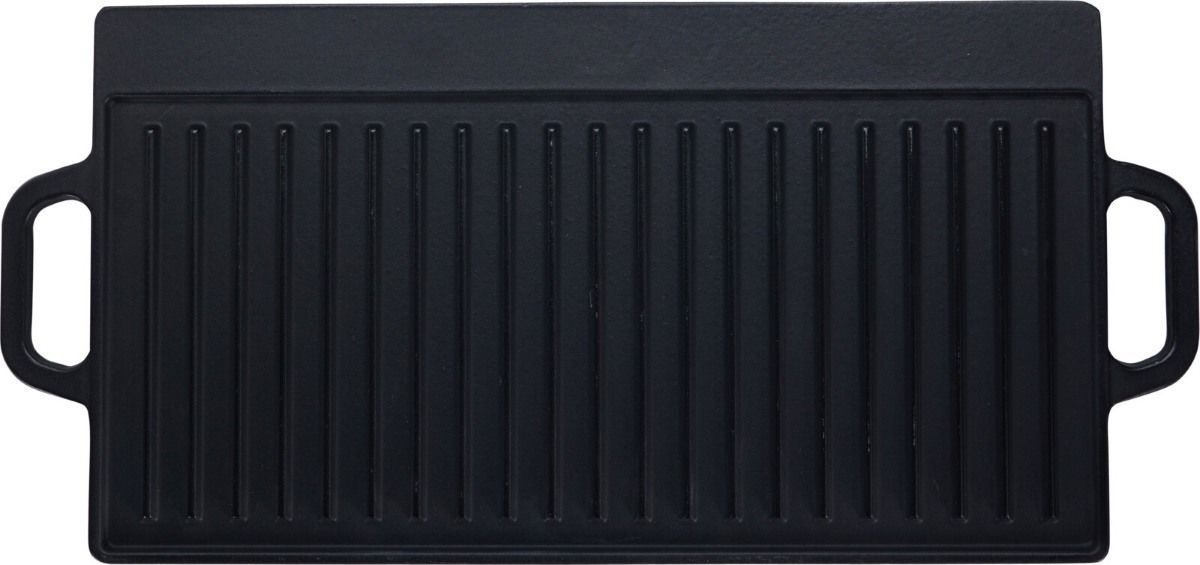 Grillplaat Voor De Bbq - Gietijzer - Dubbelzijdig - Geribbeld En Gladde Kant